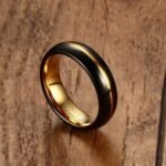 Black Gold Mens Wedding Band, Tungsten Steel Wedding Bands