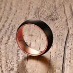 Black and Rose Gold Mens Wedding Band, Tungsten Metal Rings 1
