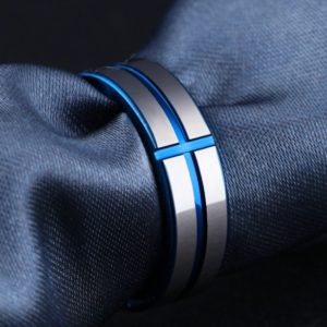 Blue Tungsten Wedding Bands, Tungsten Rings for Men