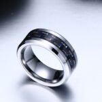 Carbon Fiber Wedding Band for Him, Black Mens Engagement Ring