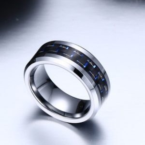 Carbon Fiber Wedding Band for Him, Black Mens Engagement Ring