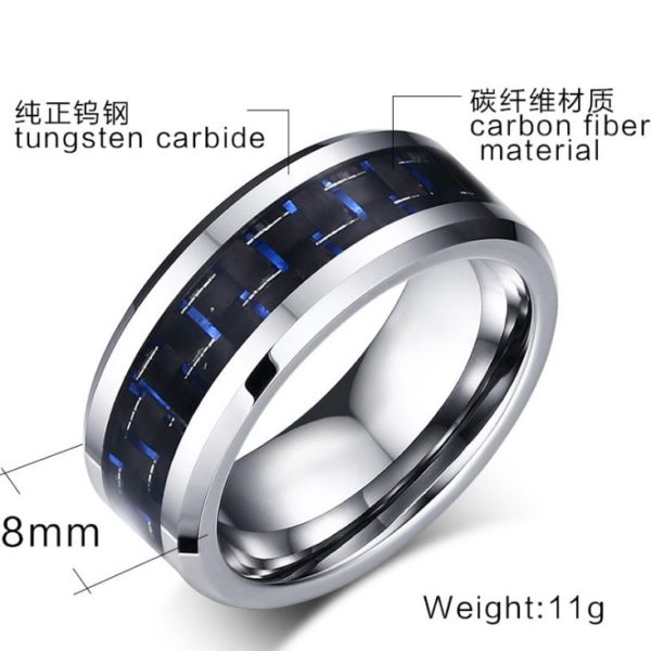 Carbon Fiber Wedding Band for Him, Black Mens Engagement Rings