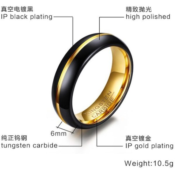 black gold wedding band, black gold mens wedding band, tungsten steel wedding bands