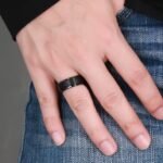 black tungsten mens ring, black wedding bands for him