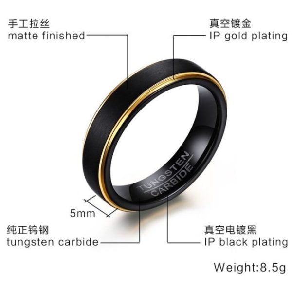 tungsten carbide mens wedding ring, mens black tungsten ring