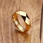 tungsten carbide wedding rings Mens Gold Tungsten Wedding Bands, Faceted Tungsten Ring