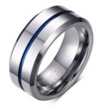 Wholesale 8mm Polished Tungsten Rings with Blue Groove