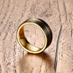 Mens Black Tungsten Carbide Wedding Bands, Tungsten Engagement Rings