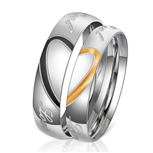 His and Hers Stainless Steel Promise Couple Rings