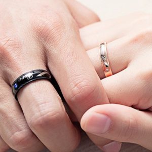 titanium rings His and Hers Matching Promise Rings set
