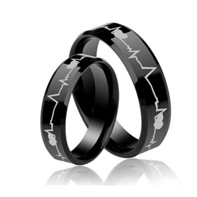 Gorgeous Tungsten Ring Set With Curved Brush Finish and Black Inside -– The  Artisan Rings