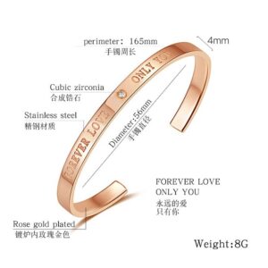 C Bracelet Womens Rose Gold Bangle Bracelet