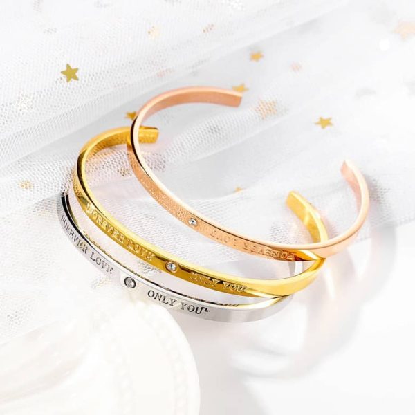 C bracelet, rose gold bangle bracelet, rose gold bracelet womens jewelry