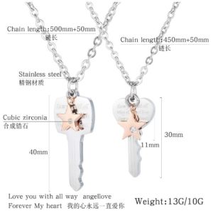 Couples Key Necklaces Boyfriend Girlfriend Matching Necklaces jewelry