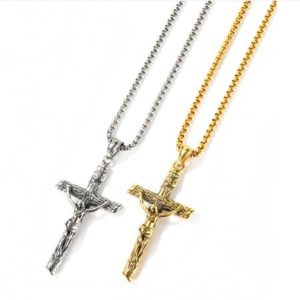 Jesus Pendant for Guys Male Jesus Cross Necklace