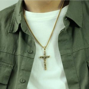 Wholesale Jesus Pendant for Guys Male Jesus Cross Necklace