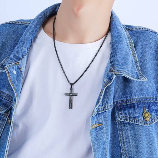 mens cross pendant, promise necklace for boyfriend jewelry