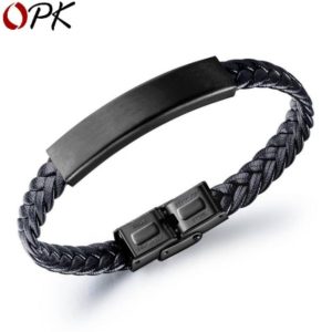 mens leather bracelets braided, boys bracelet, black braided leather bracelet